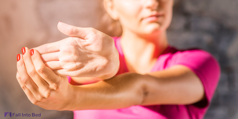 woman stretching fingers 